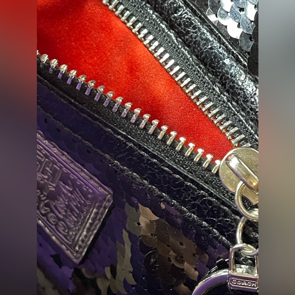 COACH Rare BLACK Sequin POPPY SPOTLIGHT Tote Shoulder Handbag #13821 - Picture 6 of 16